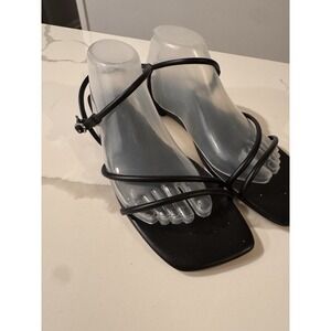 Marc Fisher‎ Women Sandals 11M Black Strappy Minimalist Open Toe Chic Shoes